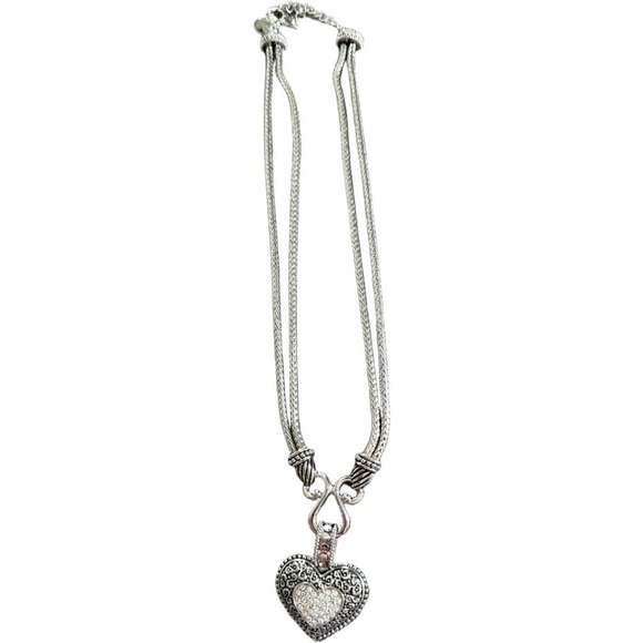 Lia Sophia Jewelry - Lia Sophia "Love Dust" Cut Crystal Heart Pendant Pave Silver Tone Necklace